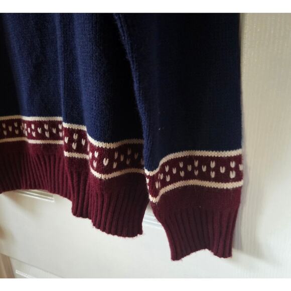 Vintage Large Mens Fair Isle Red Blue Sweater Snowflake The Mens Shop - Picture 3 of 6